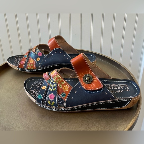 L’ARTISTE LEIGH WEDGE SANDALS | SLIP ON | NAVY | SIZE: EU 38 | NWOT - Picture 5 of 8